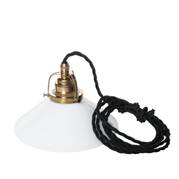 Shoemaker lamp small white shade black cord