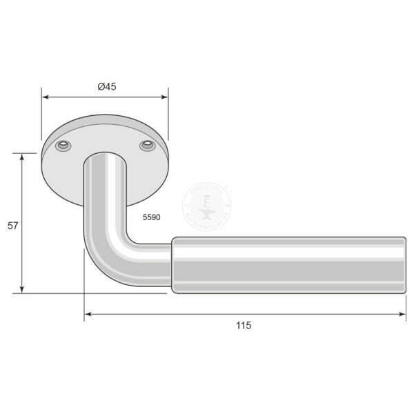 Door handle with 5590 nickel plated