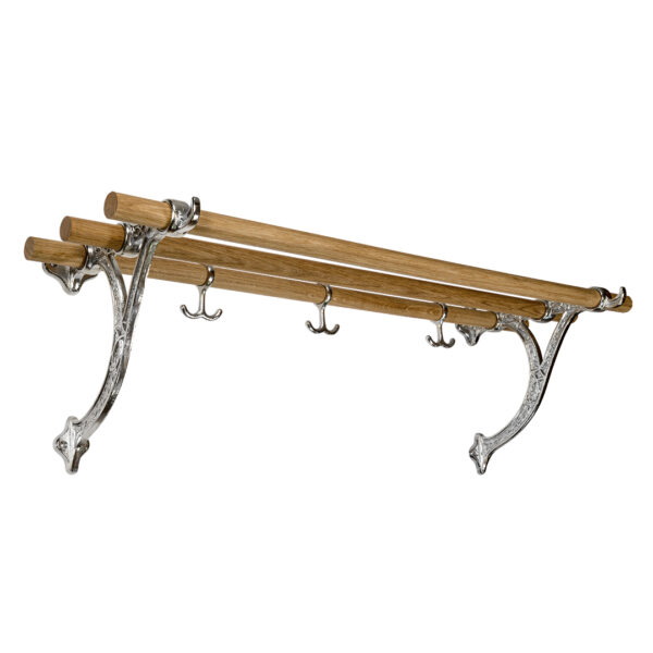 Hat rack in Oak 5308 nickel plated with 3 hooks